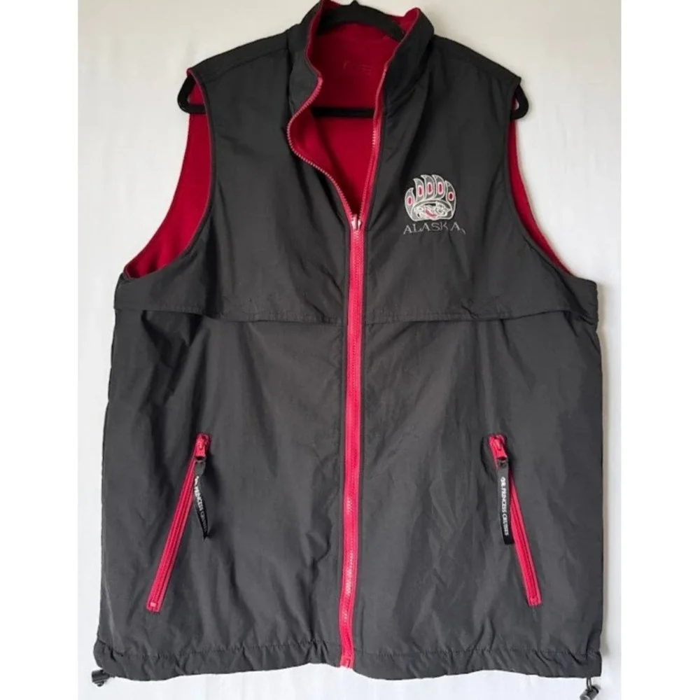 Princess Cruises Alaska Reversible Vest Men‎ M Black Embroidered Travel Outdoor